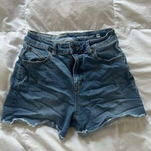 Volcom Blue Jean Shorts High-Waisted Frayed Hem